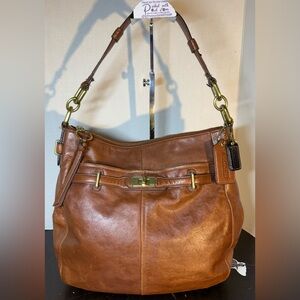RARE Coach Tan Leather Shoulder Bag 2 Hangtags Brass HDWRE GUC